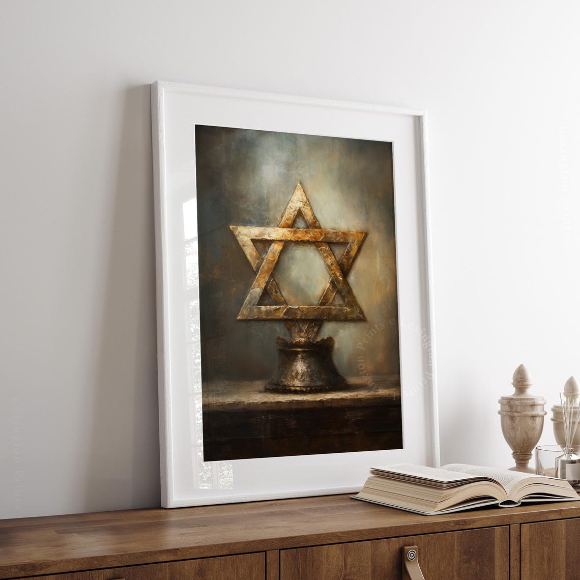 Vintage Jewish Wall Art Star Of David Art Oil Painting Art Jewish Print Star Of David Religious Art Hanukkah Decor Judaica Art 374 - Image 8
