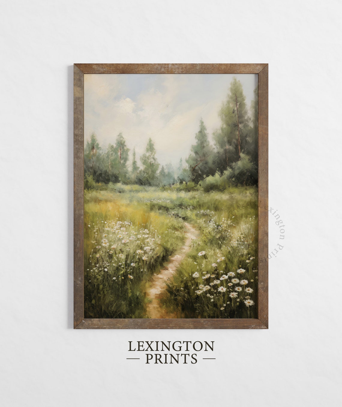 Wildflower Meadow Path Forest Vintage Landscape Painting Poster - Image 5