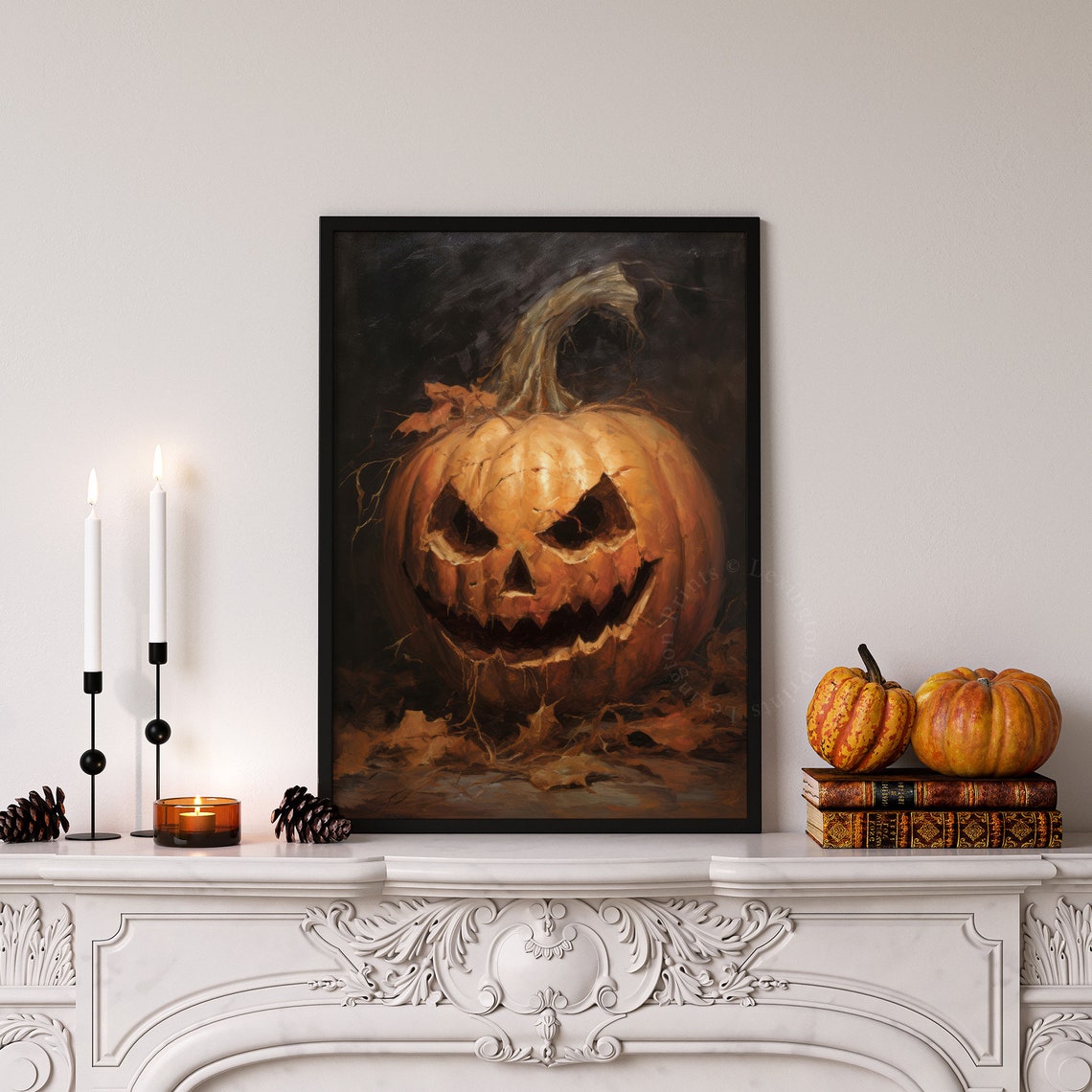 Menacing Carved Jack O Lantern Close Up Dark Halloween Poster - Image 6