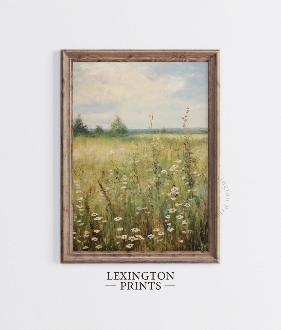 Wildflower Daisy Meadow Impressionist Landscape Spring Art Poster - Image 2