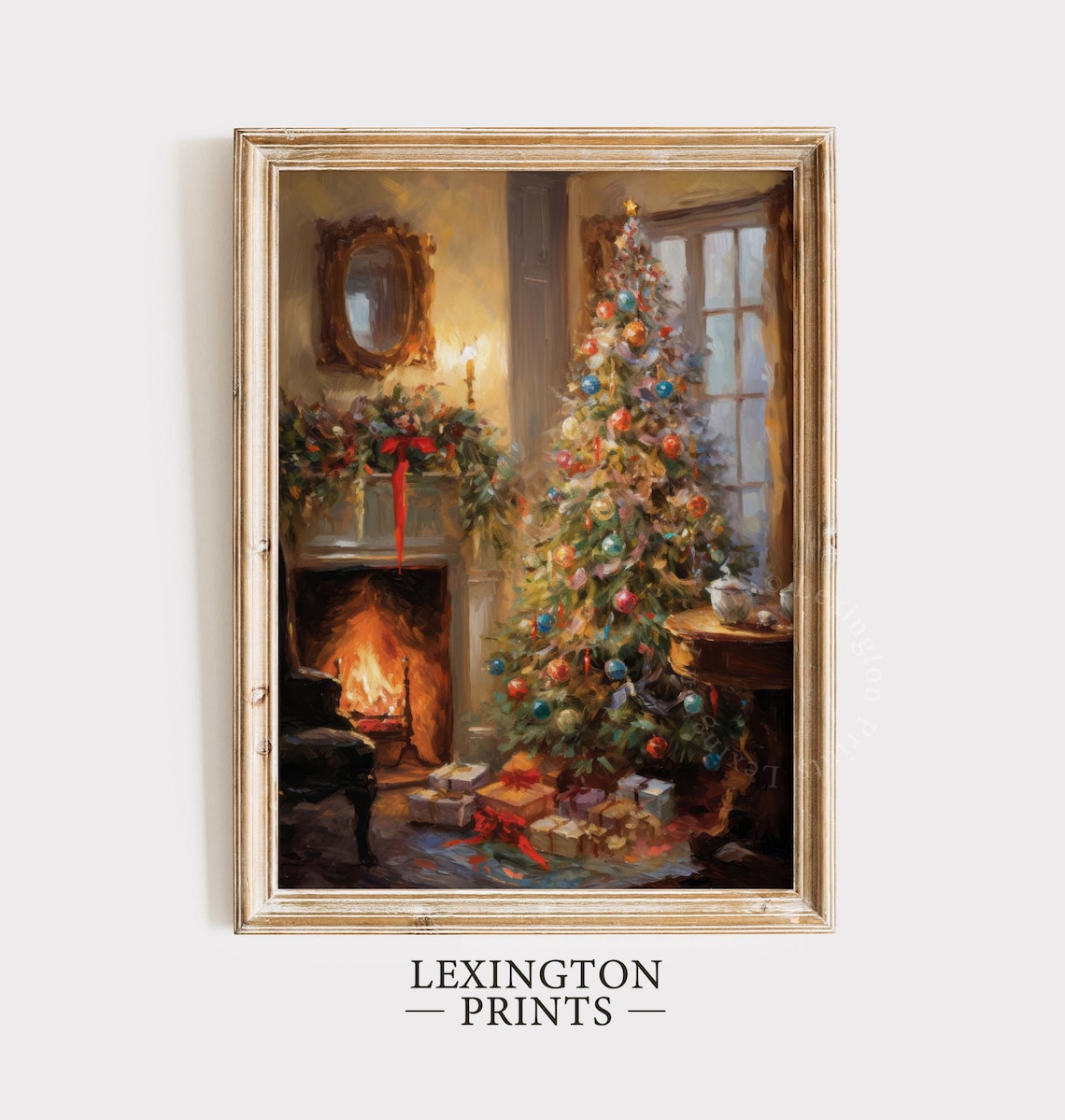 Christmas Tree Fireplace Gifts Warm Vintage Holiday Living Room Poster - Image 5