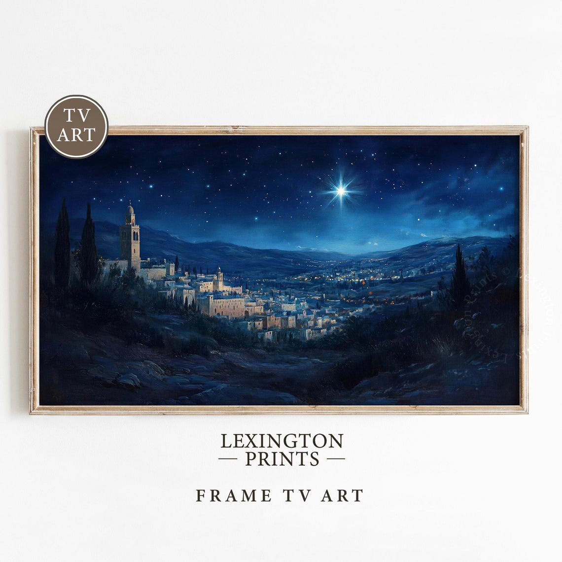 Brilliant Christmas Star Shining Over Bethlehem Hills At Night Poster