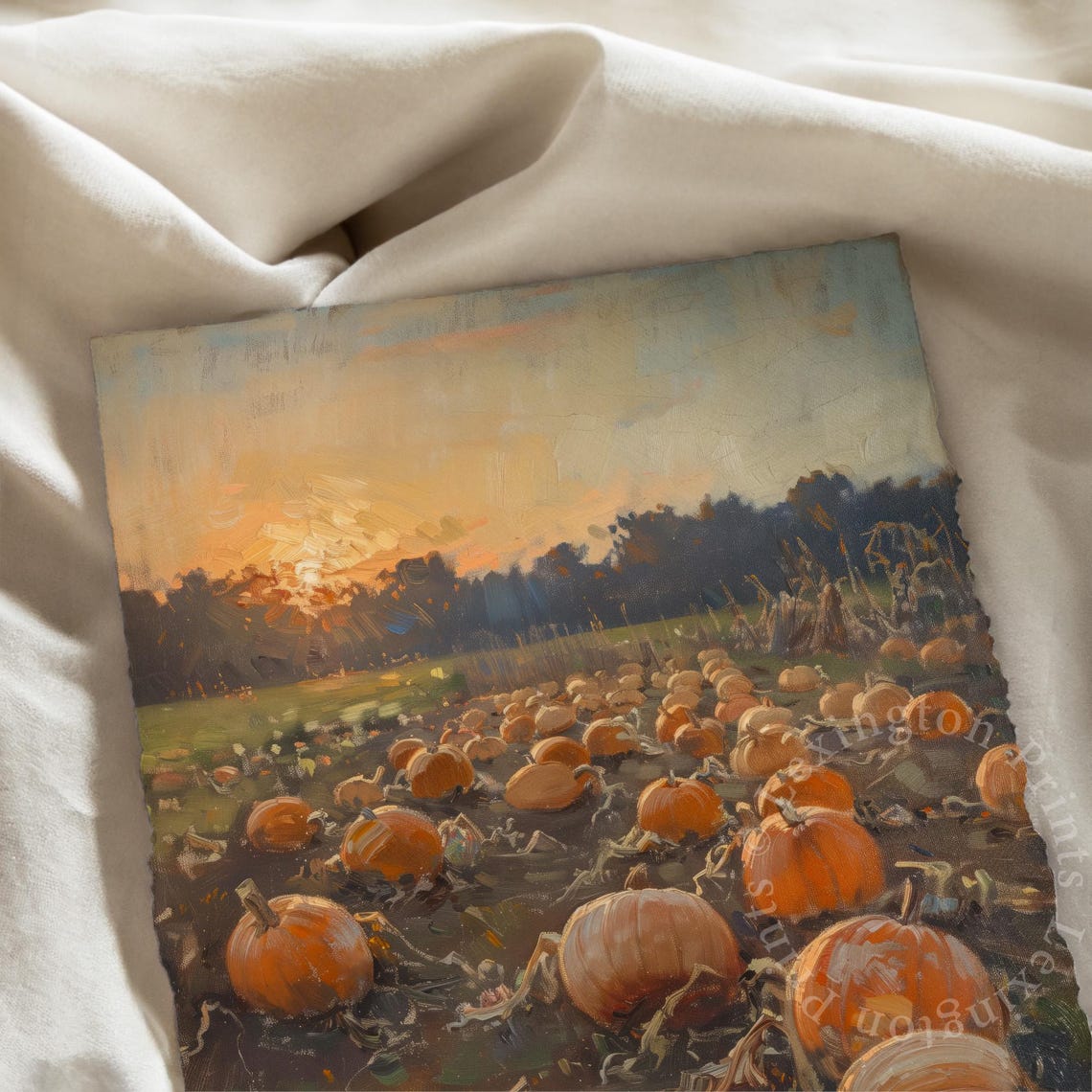 Pumpkin Patch at Sunset Vintage Oil Painting Fall Harvest Poster - Image 8