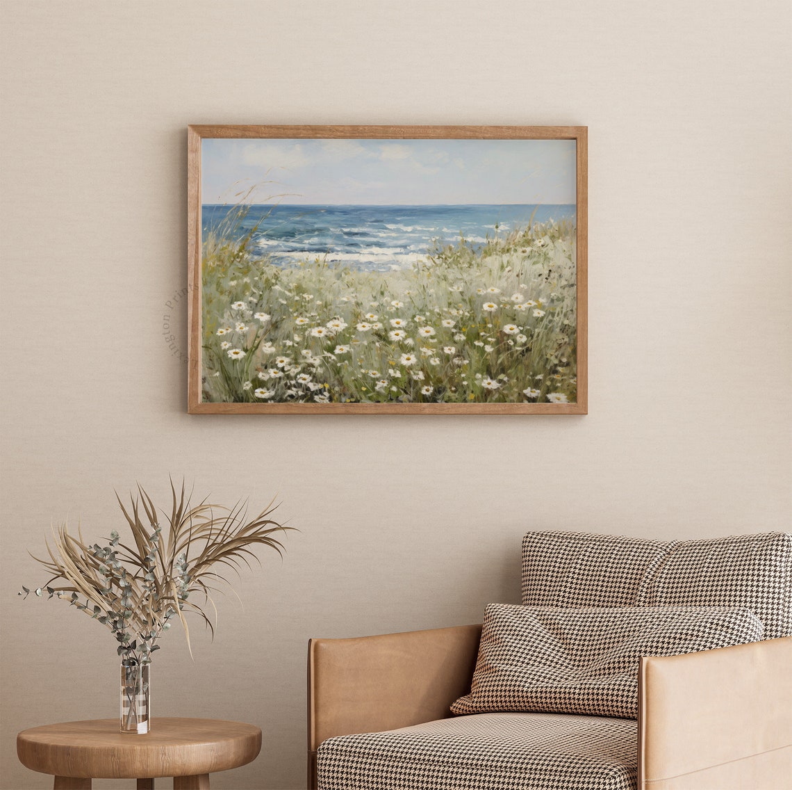 Coastal Wildflower Field Landscape Painting Vintage Coastal Print Summer Print Spring Print Floral Art Farmhouse Wall Art Sea 674 - Image 3
