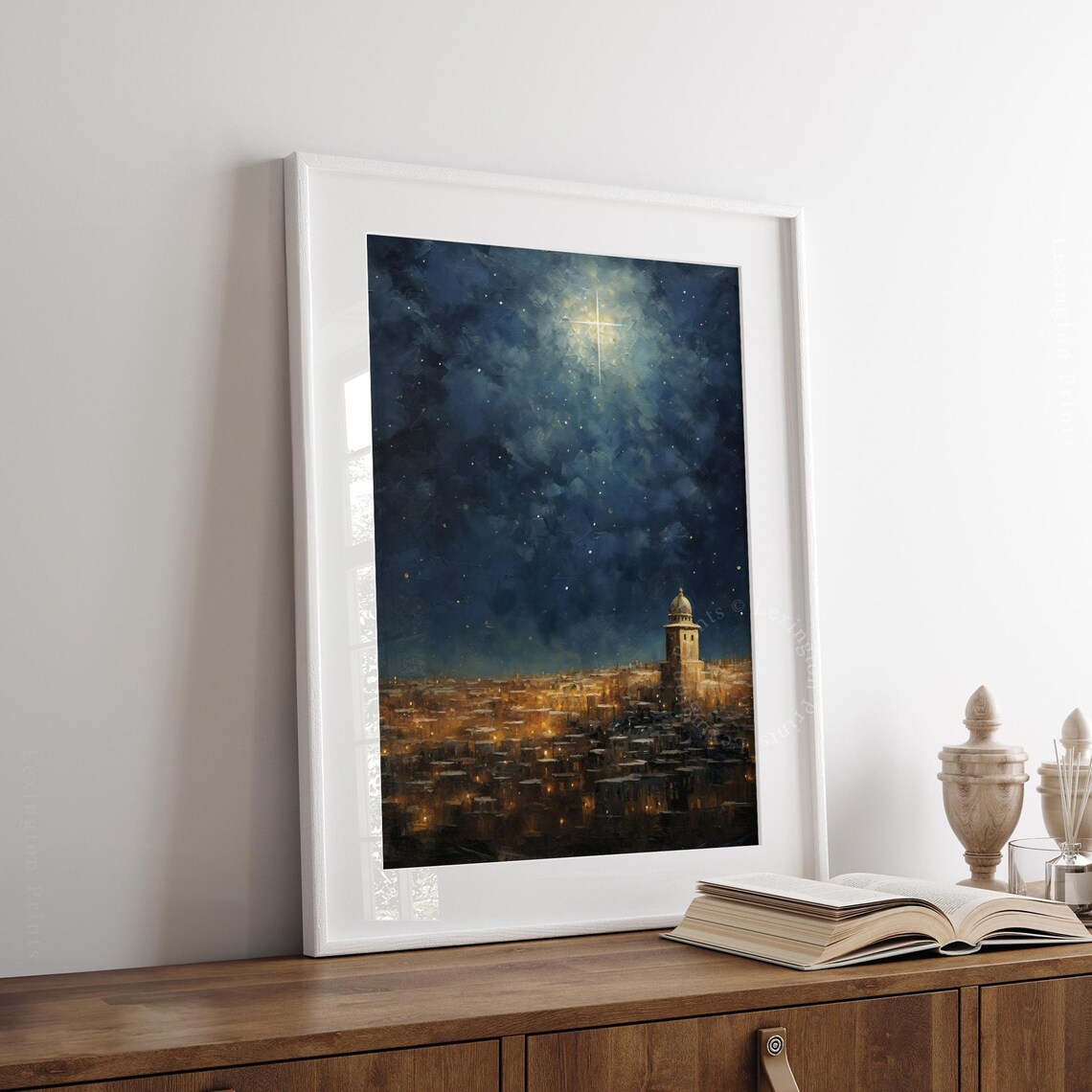 Star of Bethlehem Night Sky Christmas Christian Oil Painting Poster - Image 6