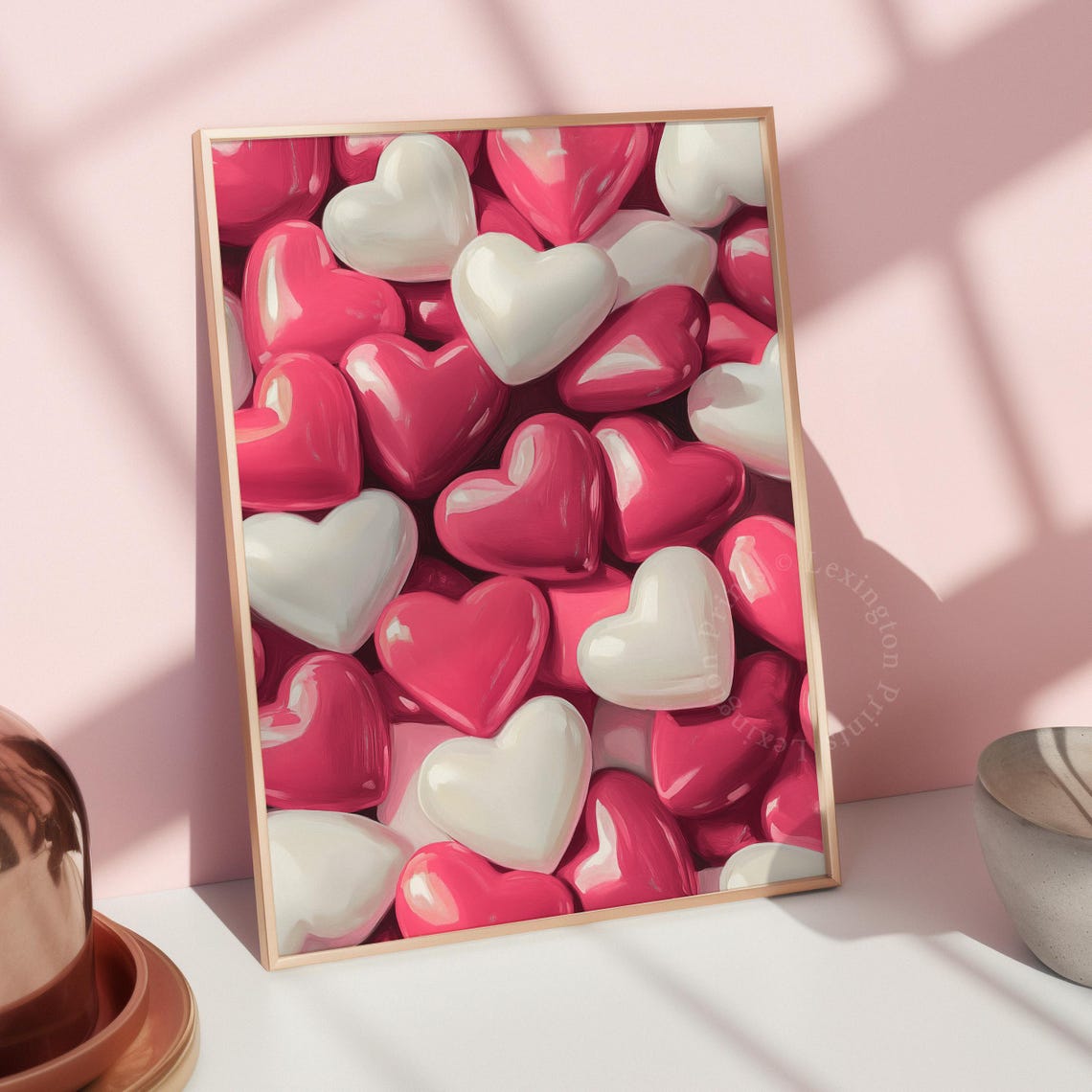 Glossy Pink White Candy Hearts Valentine Sweet Love Bedroom Poster - Image 8