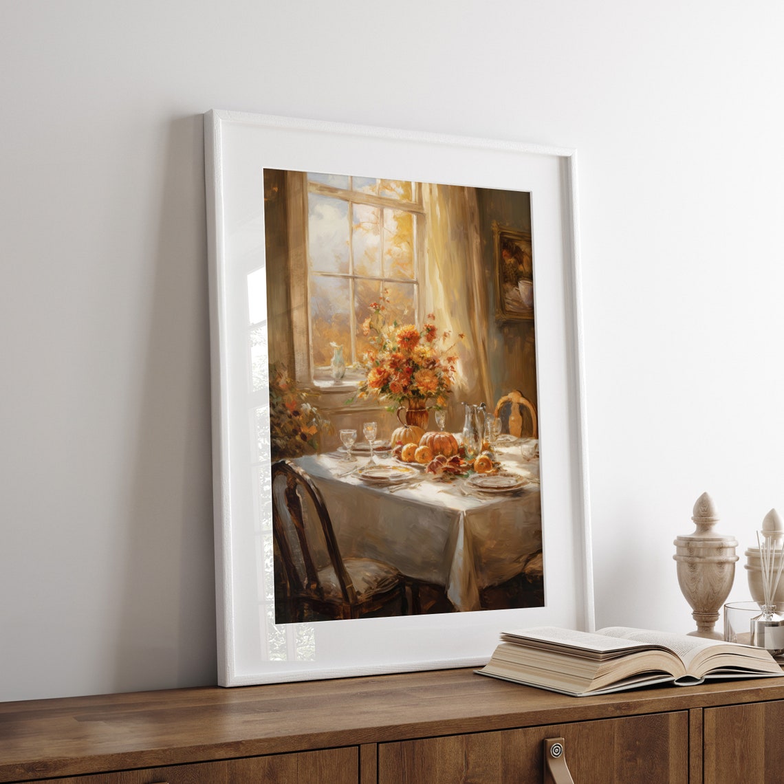 Thanksgiving Table Set for Dinner Fall Interior Painting Poster - Image 3