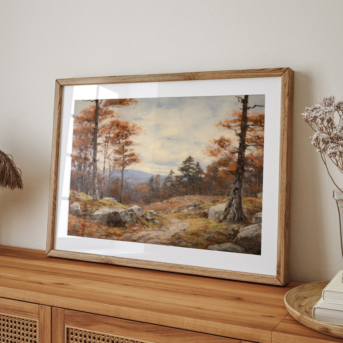 Rocky Autumn Path Through Orange Pine Forest Mountain View Landscape Poster - Image 8