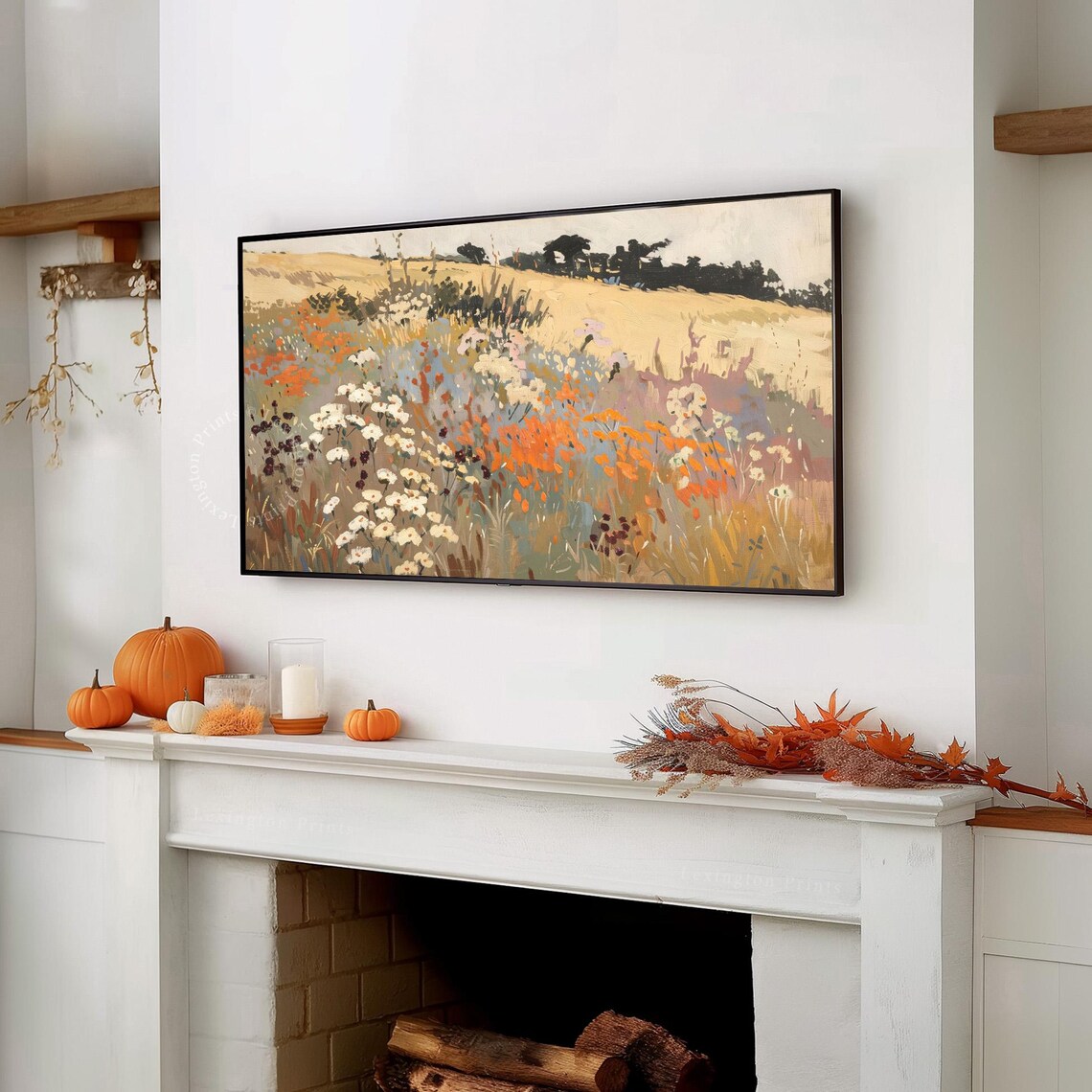Sunlit Wildflower Meadow On Golden Hillside Impressionist Art Poster - Image 7
