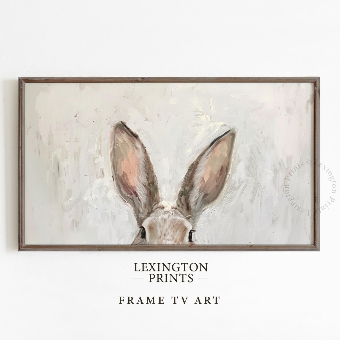 Peeking Bunny Ears Minimalist Easter Rabbit Spring Painting Poster - Image 5