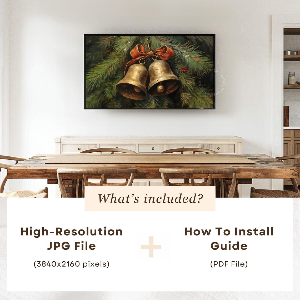 Christmas Jingle Bells Christmas Frame Tv Art Christmas Wall Art Winter Print Vintage Christmas Tv Christmas Decor Holiday Art Bell Art 432 - Image 6