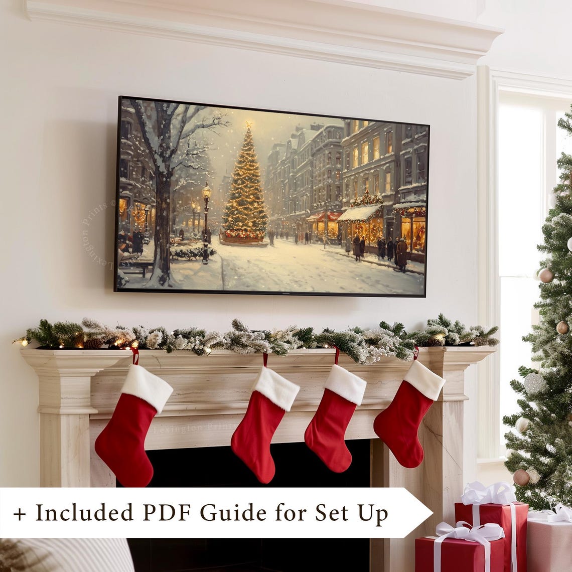 Vintage Christmas Tree Tv Art Winter Frame Tv Art Christmas Tv Art Holiday Tv Art Moody Holiday Decor City Tv Art Seasonal Tv Art 804 - Image 8