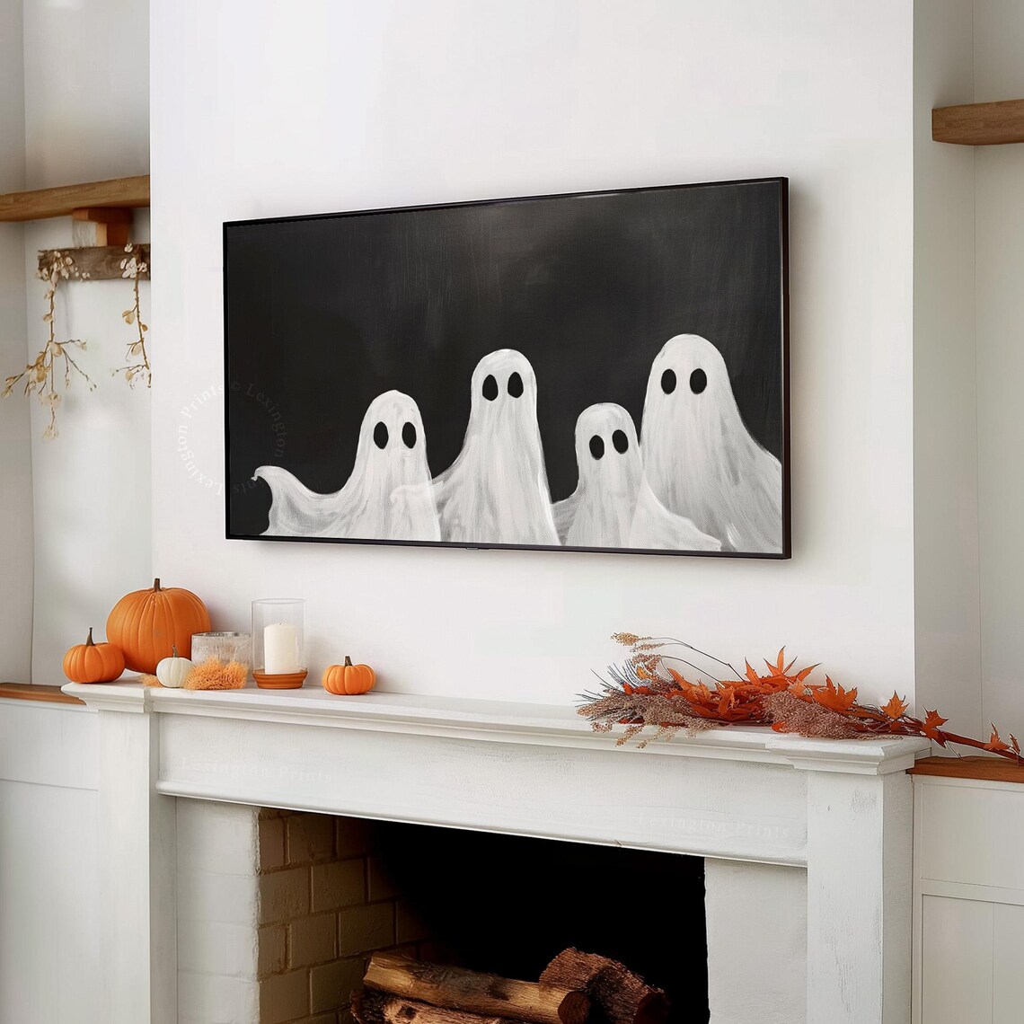 Ghost Family Halloween Frame Tv Art Ghost Tv Art Halloween Tv Art Minimalist Black White Tv Art Fall Tv Art Halloween Party Decor 760 - Image 3