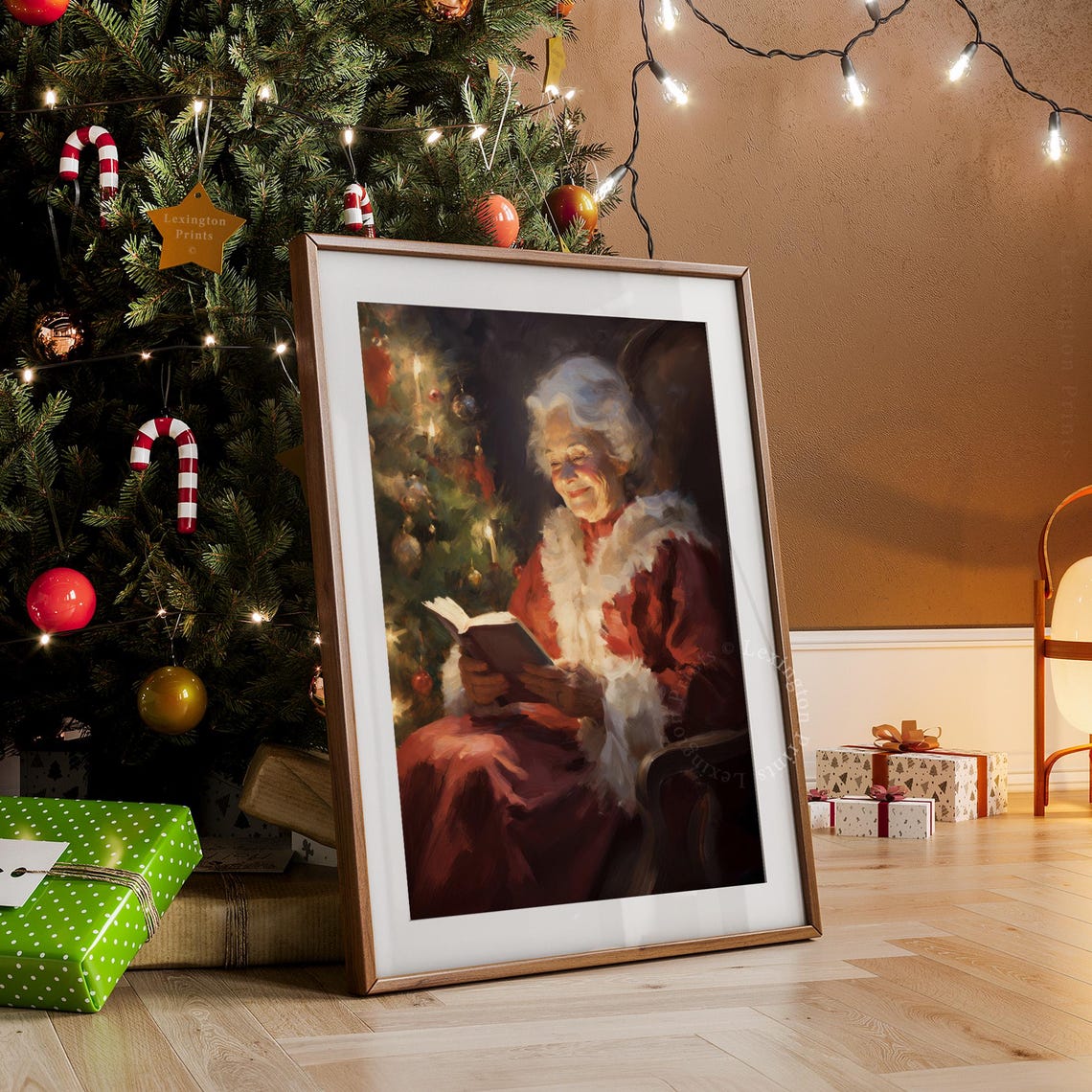 Vintage Christmas Wall Art Mrs Claus Reading Book Christmas Oil Painting Moody Art Academia Santa Christmas Decor Winter Print 235 - Image 7