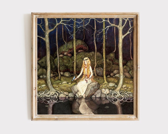 Princess in the Forest by John Bauer, Vintage Art Print