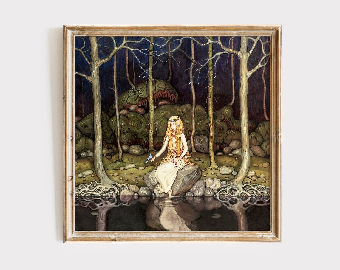 Princess in the Forest by John Bauer, Vintage Art Print