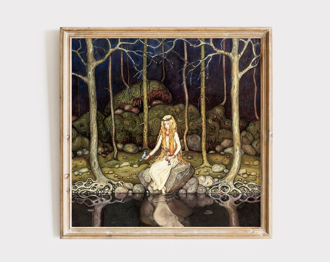 John Bauer Princess In The Forest Folklore Illustration Art Poster