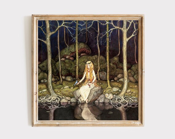 John Bauer Princess In The Forest Folklore Illustration Art Poster