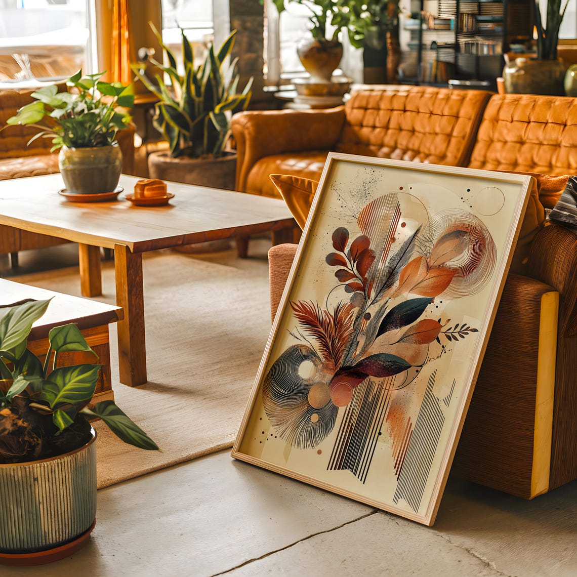 Boho Botanical Abstract Leaf Art Terracotta Modern Wall Poster - Image 5