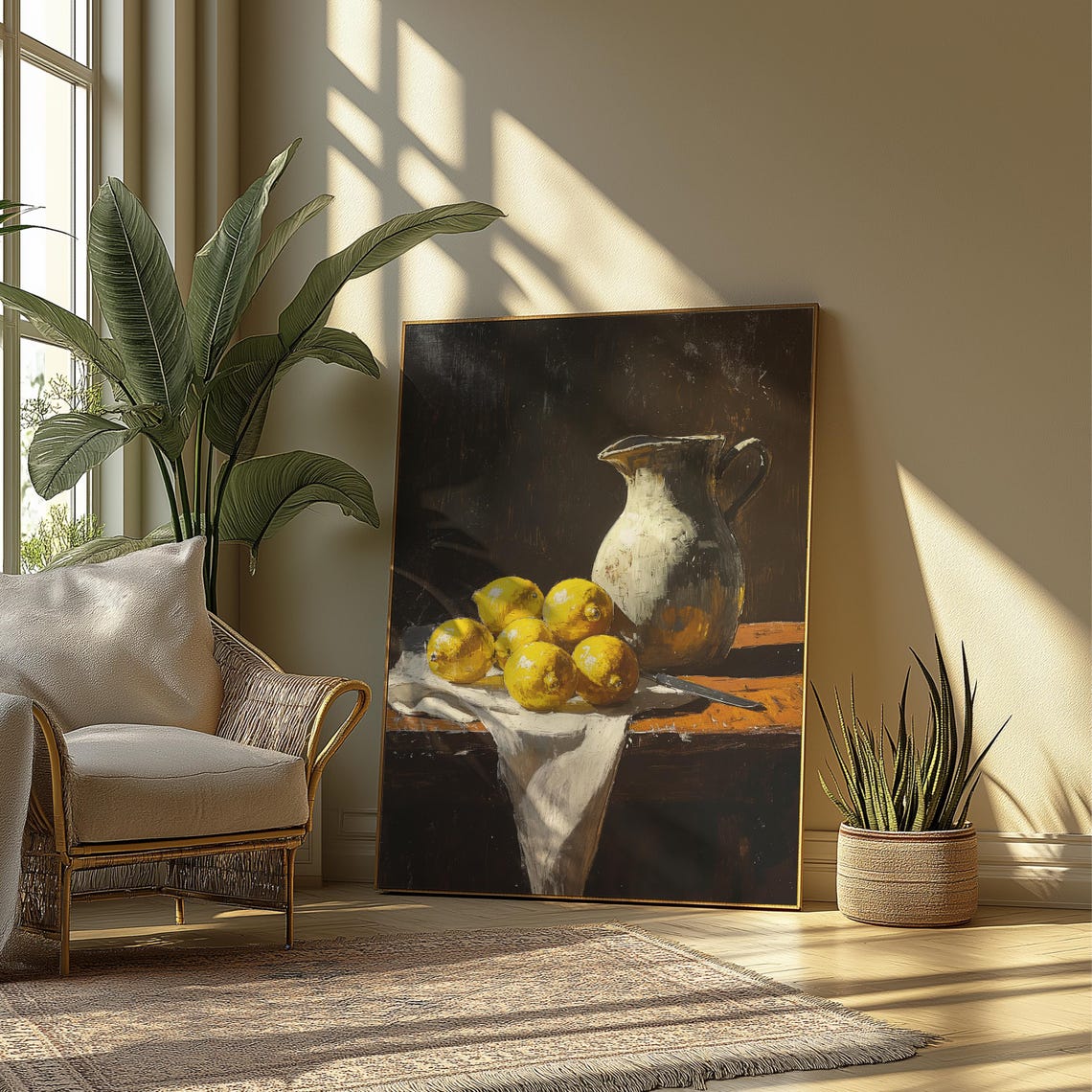 Lemon Still Life Art Print Rustic Fruit Kitchen Decor Classic Citrus Table Wall - Image 3