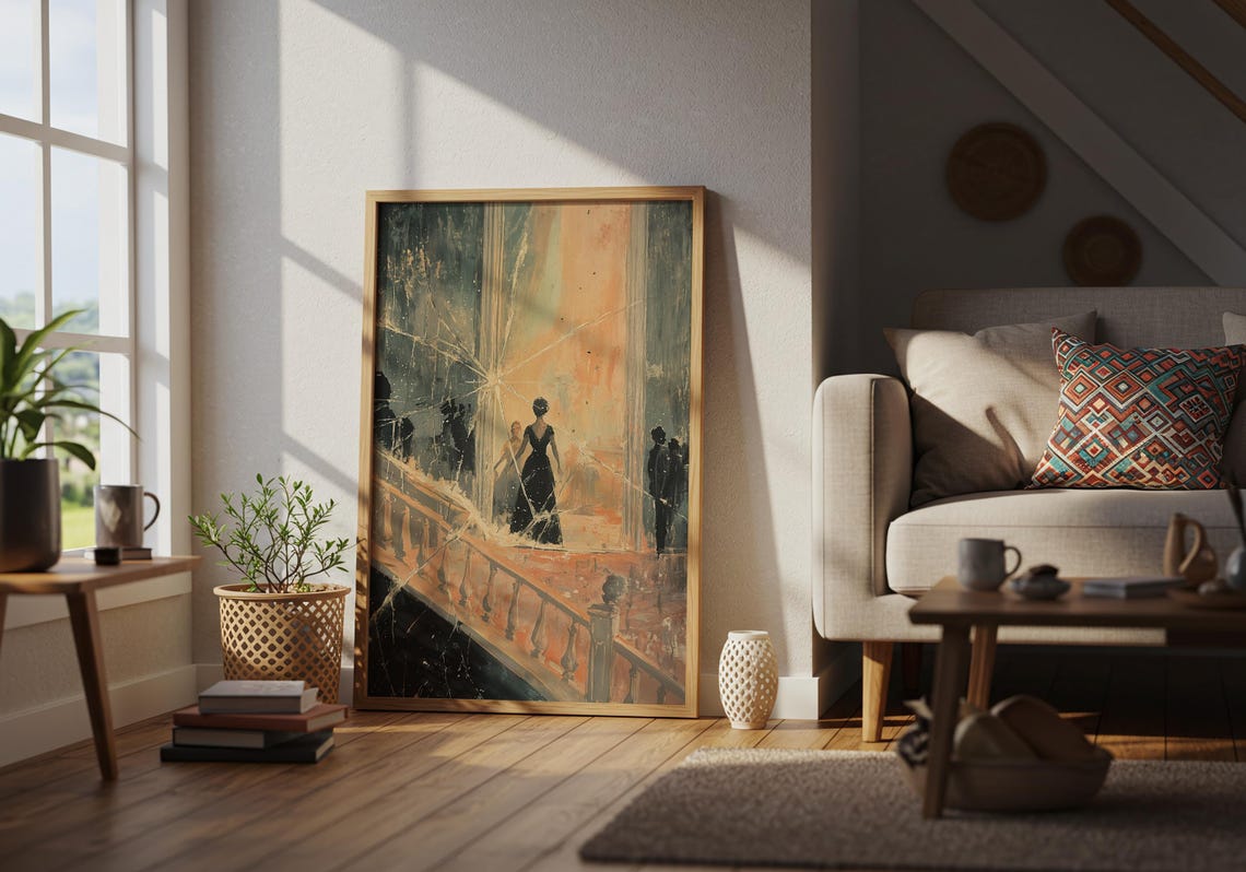 Elegant Ballroom Dance Scene Vintage Grand Staircase Romance Poster - Image 5
