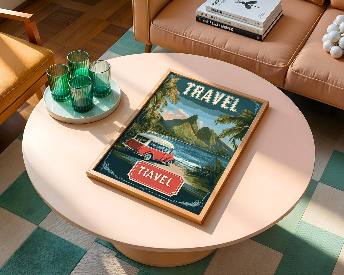 Vintage Travel Island Retro Vacation Tropical Road Trip Art Poster - Image 4