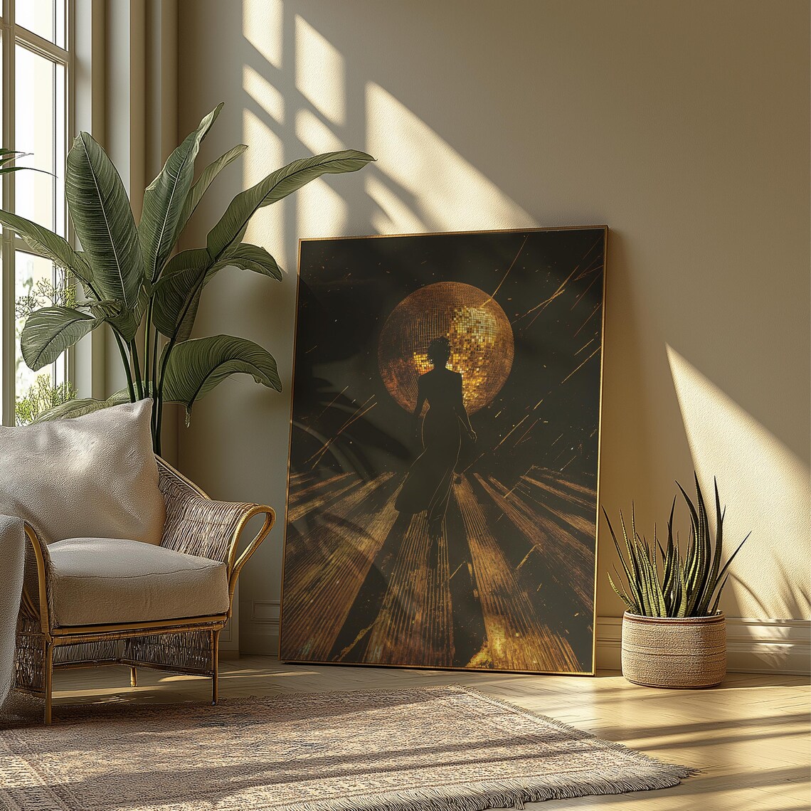 Golden Disco Dream Art Print, Retro Silhouette - Image 4