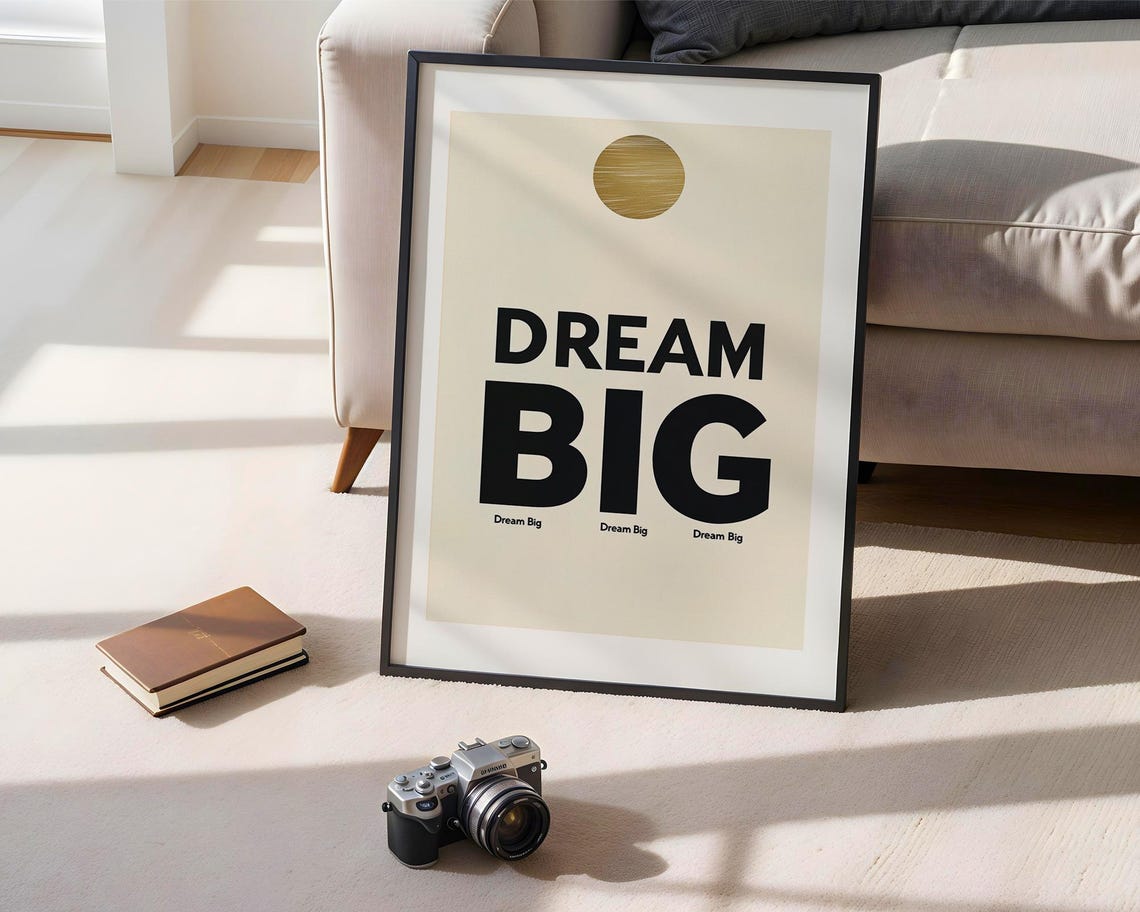 Dream Big Motivational Art Print Modern Minimalist Typography Wall Inspirational Office Home Deco - Image 3