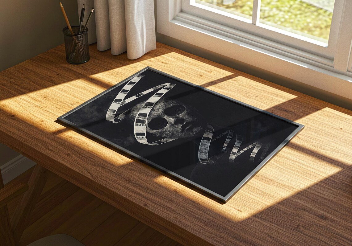 Surreal Film Strip Face Dark Cinematic Noir Horror Style Wall Art - Image 4