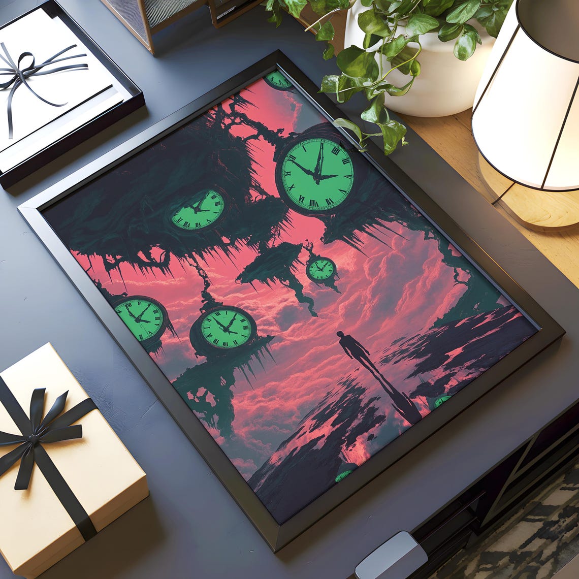 Surreal Melting Clocks Floating Islands Dreamlike Time Art Poster - Image 4
