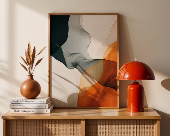 Modern Abstract Art Print Flowing Textured Wall Minimalist Neutral Home Decor