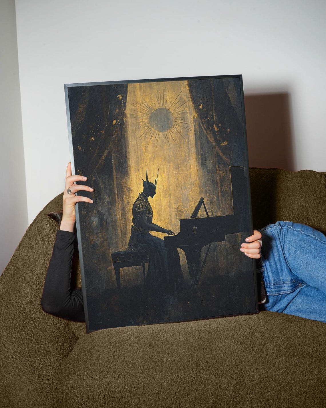 Mystical Pianist Silhouette Golden Dark Surreal Dreamy Wall Poster - Image 5