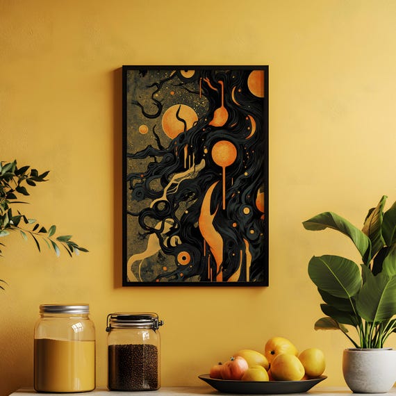 Mystic Sun Glow Art Print Abstract Celestial Wall Decor Surreal Cosmic Artwork