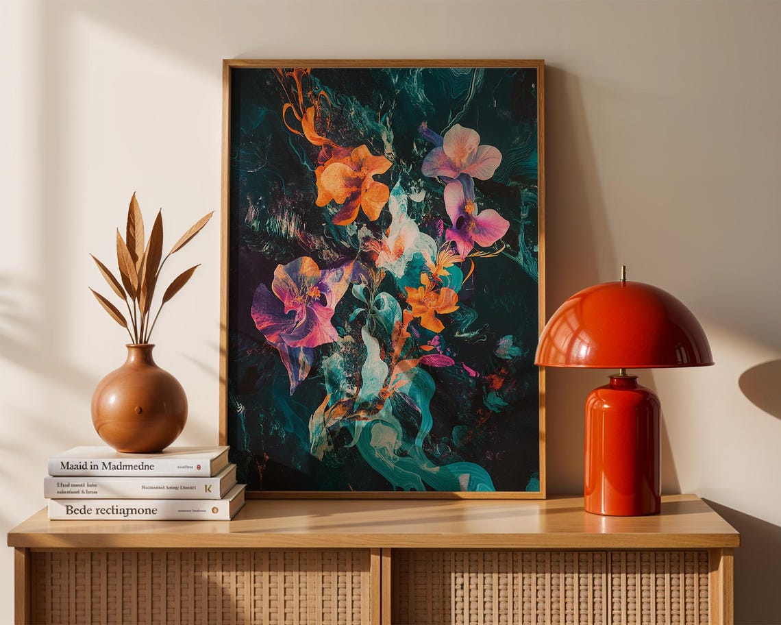 Mystic Bloom Dark Floral Fantasy Ethereal Watercolor Art Print