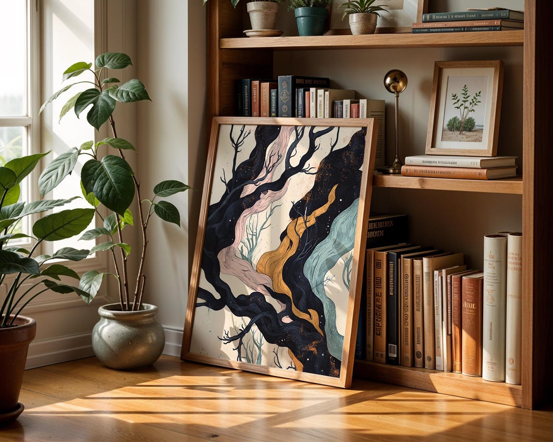 Organic Flow Art Print Abstract Tree Branches Modern Nature Wall Decor Illustration - Image 3
