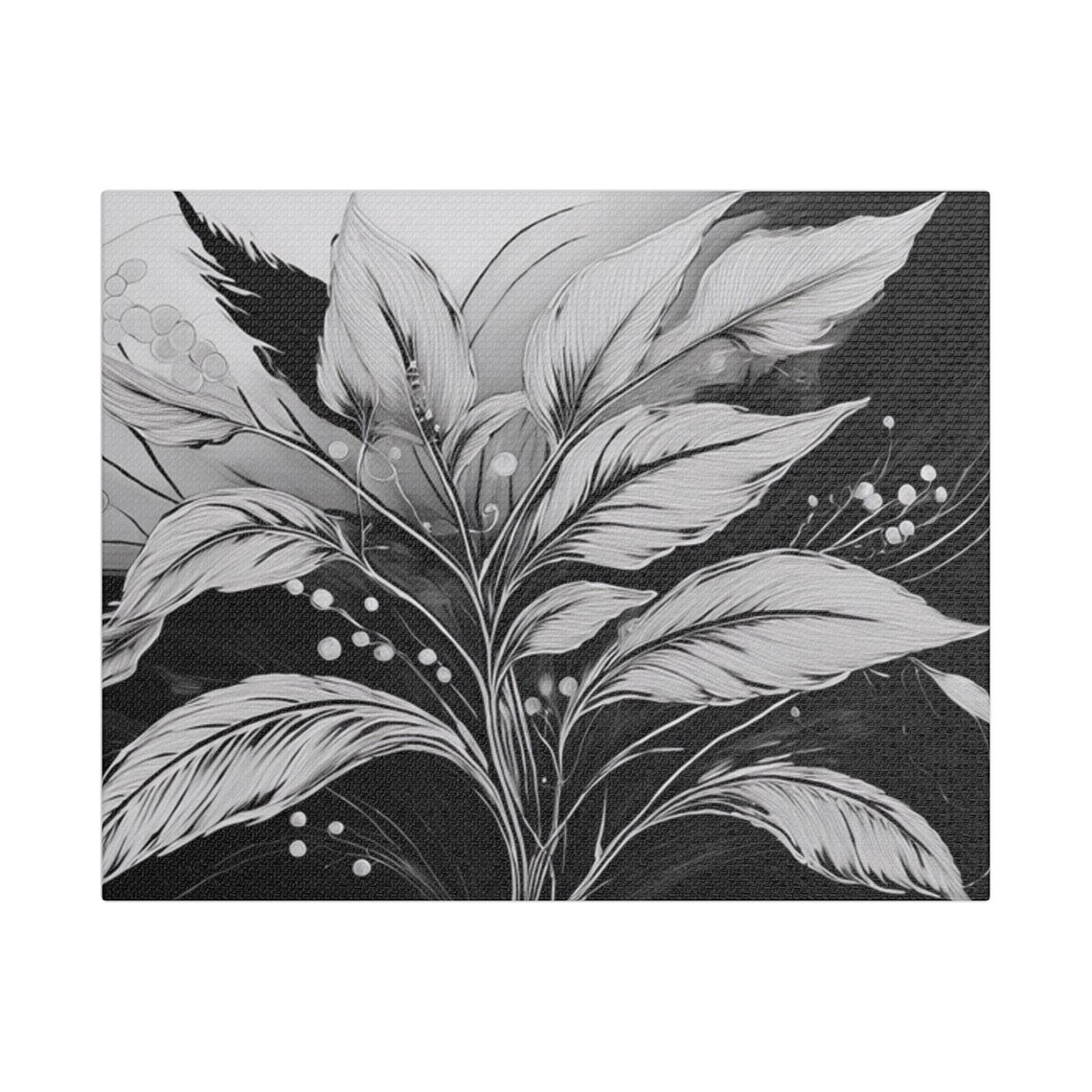 Satin Wall Art, Elegant Black And White Floral - Image 3