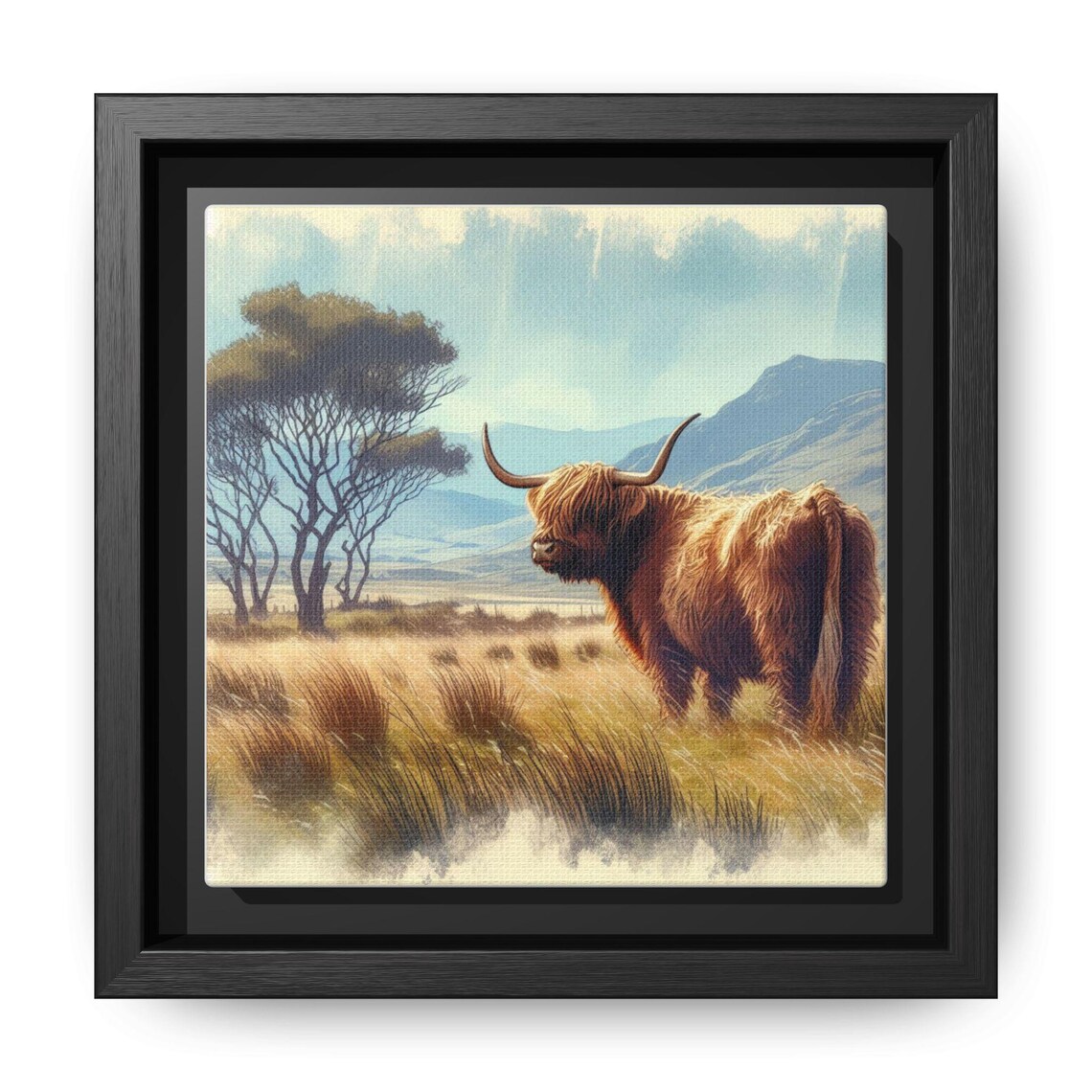 Highland Cow Art Print, Rustic Farmhouse Style