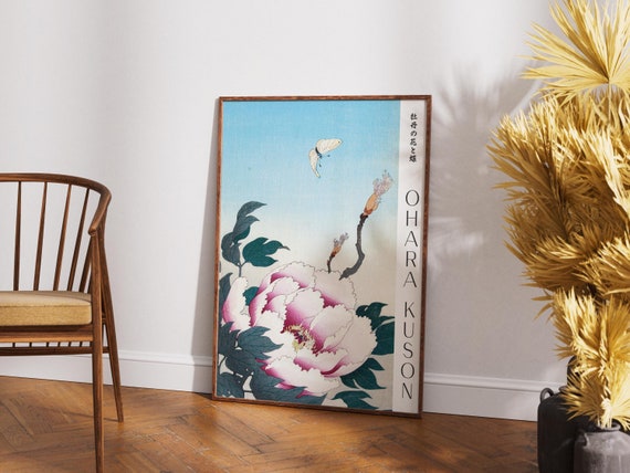Peony And Butterfly By Ohara Koson Traditional Japanese Floral Art Print Nature Scene Vintage Botanical Wall Decor Asian Inspired Art