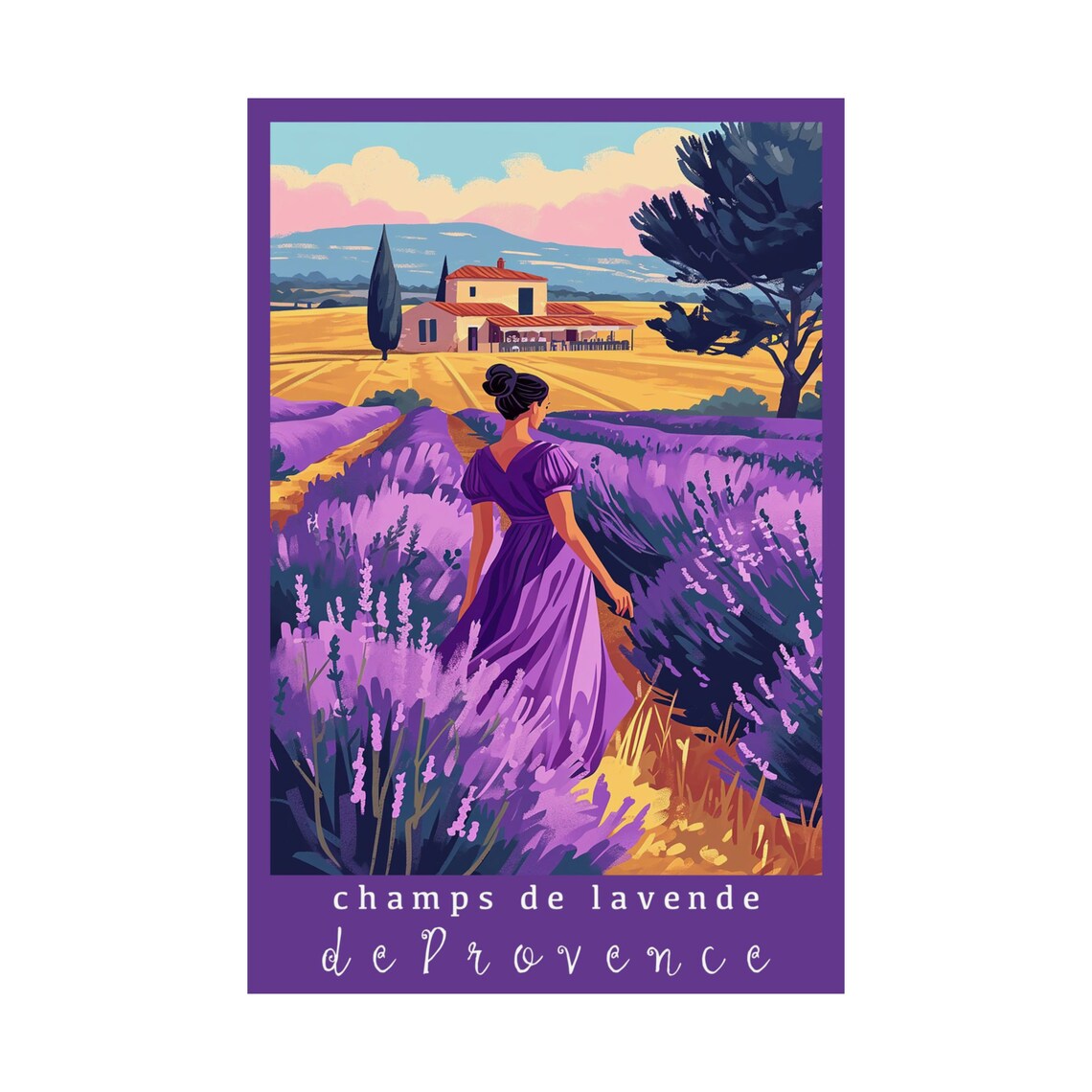 Provence Lavender Fields Travel Poster, French Photography