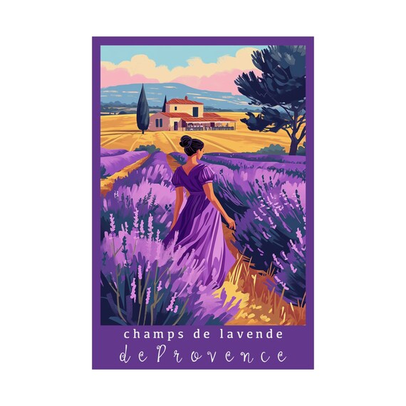 Provence Lavender Fields Travel Poster, French Photography