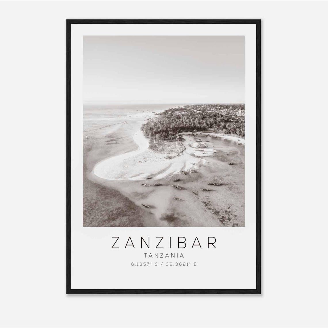 Zanzibar Tanzania Travel Photo Poster Bw Zanzibar Travel Print Minimalist Travel Poster Print