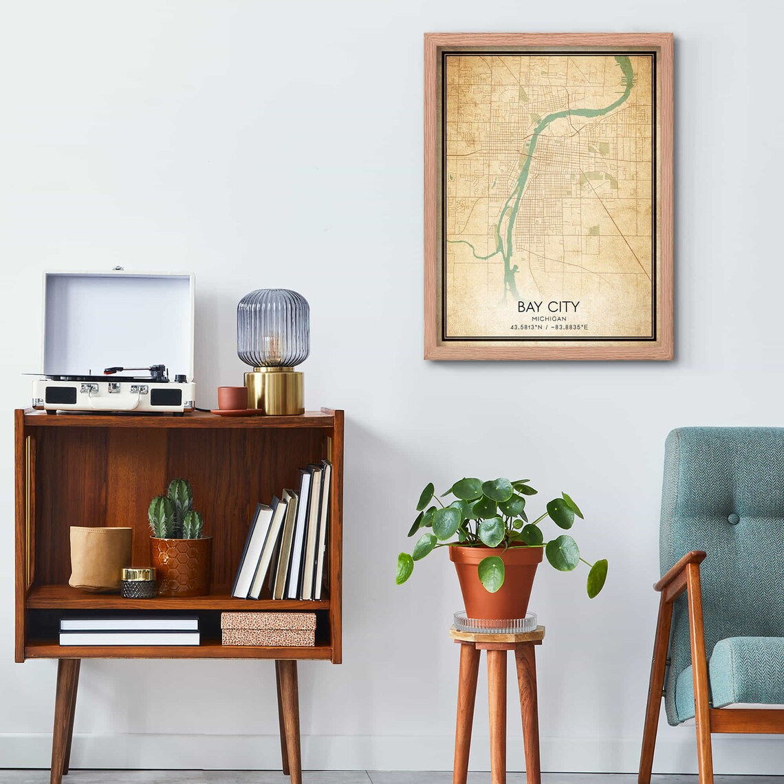 Vintage Bay City Michigan Map Print Poster - Image 3