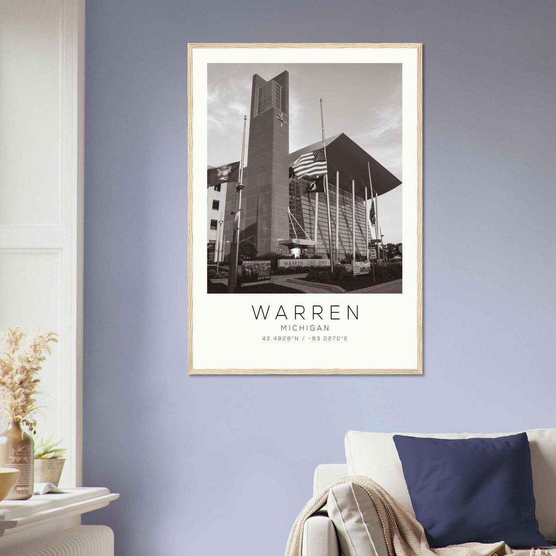 Warren Michigan Civic Center Clock Tower Landmark Travel Poster - Image 2