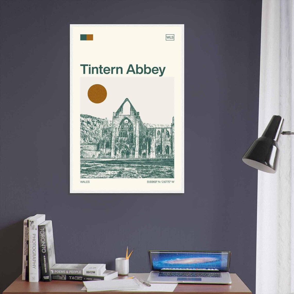 Tintern Abbey Wales Minimalist Monochrome Travel Poster - Image 3
