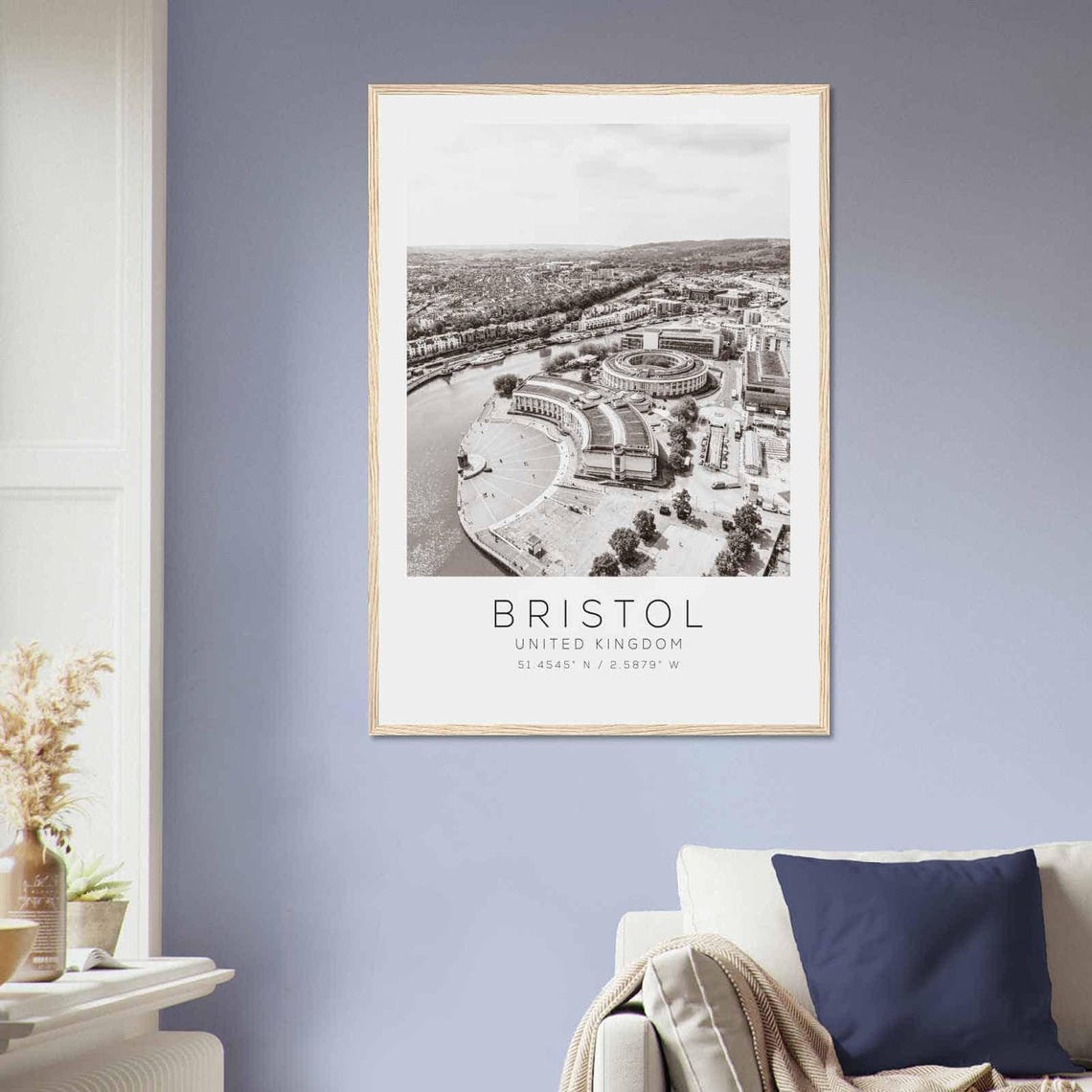 Bristol England Aerial Harbourside Black White Minimalist Poster - Image 2