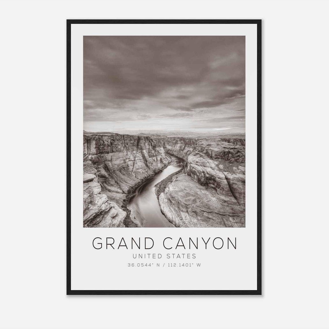 Grand Canyon United States Travel Photo Poster Bw Grand Canyon Travel Print Minimalist Travel Poster Print