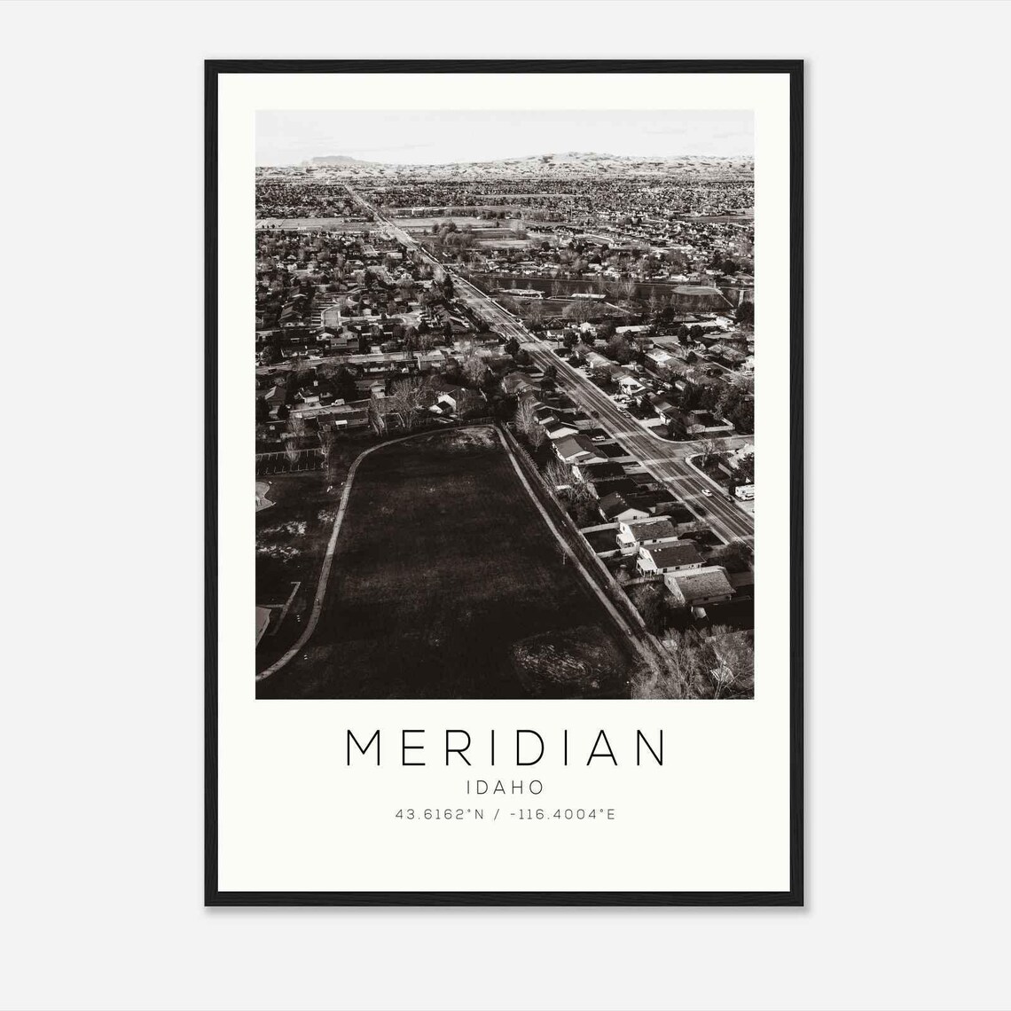 Meridian Idaho Suburban Aerial City View Minimalist Travel Poster
