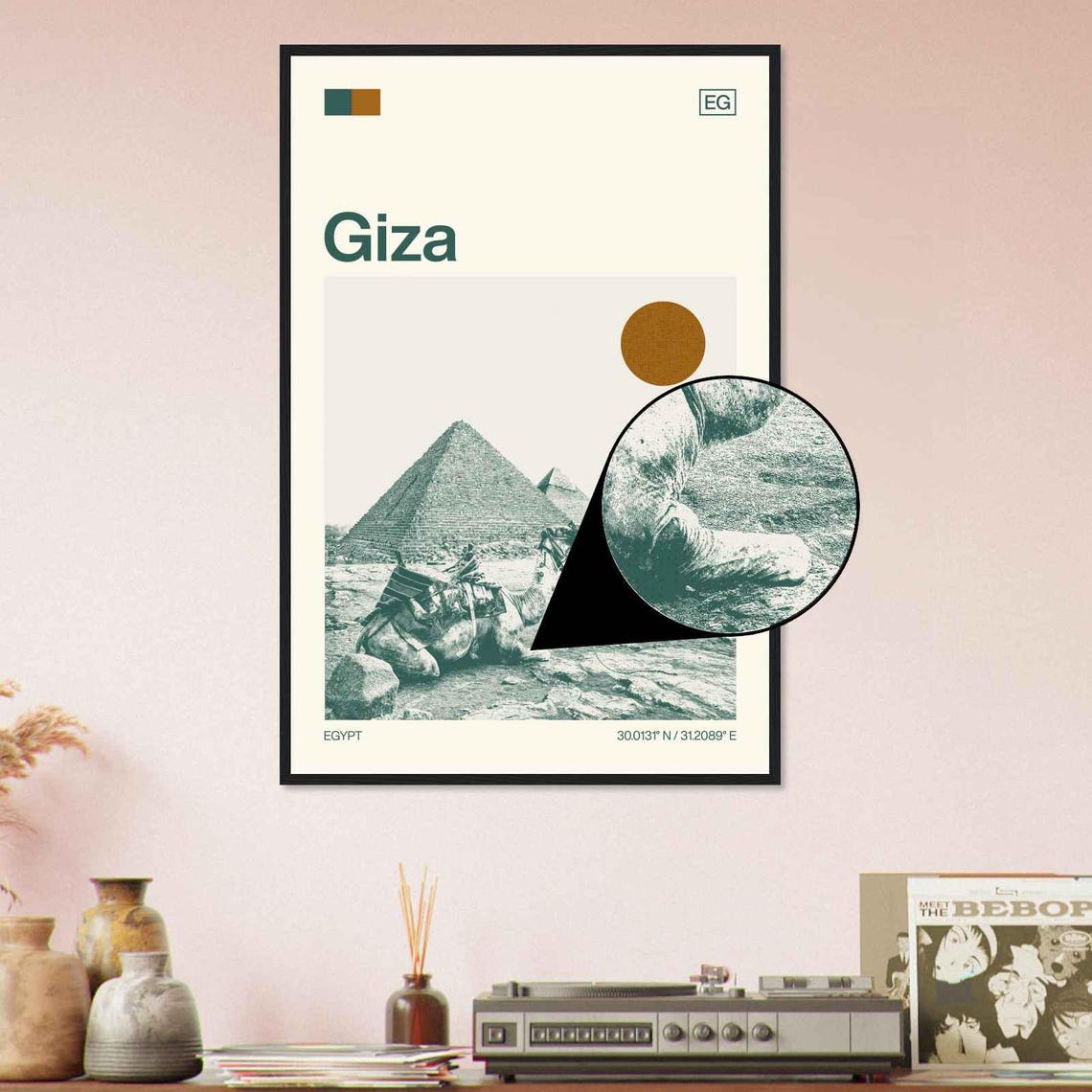Giza Egypt Minimalist Monochrome Travel Photo Poster - Image 4