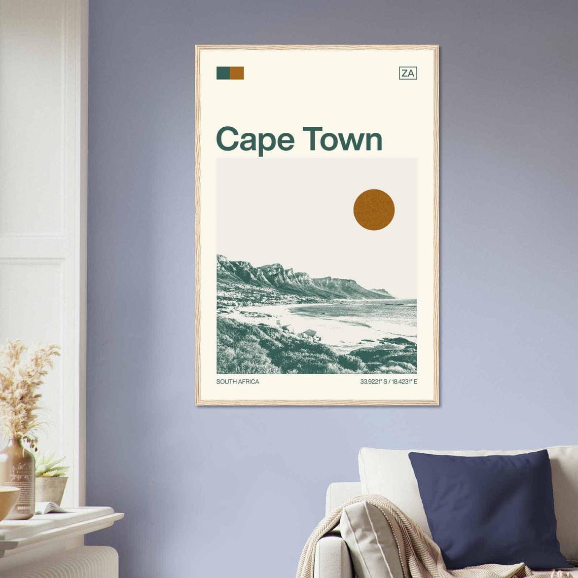 Cape Town South Africa Table Mountain Coast View Travel Poster - Image 2