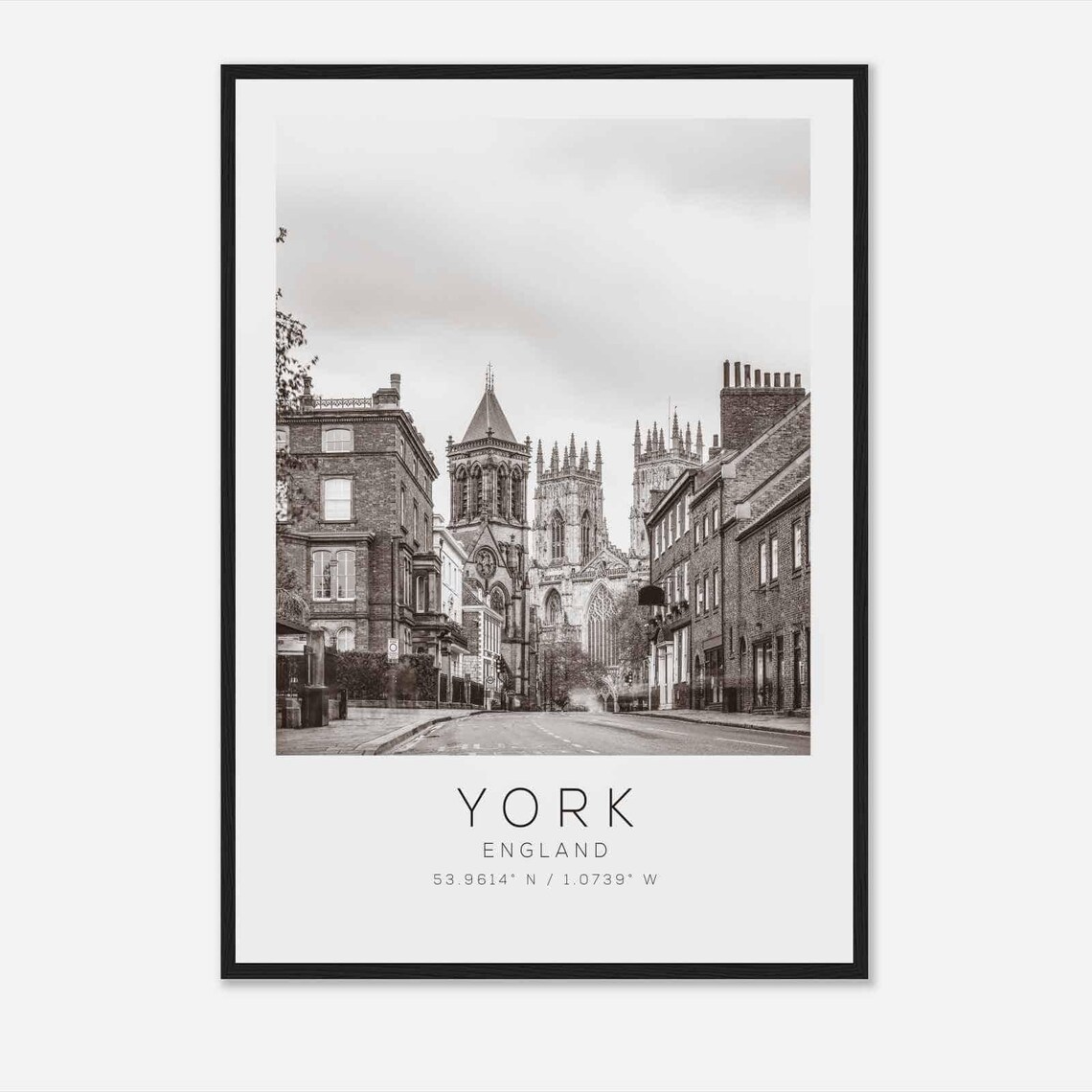 York England York Minster Street View Black White Photo Poster